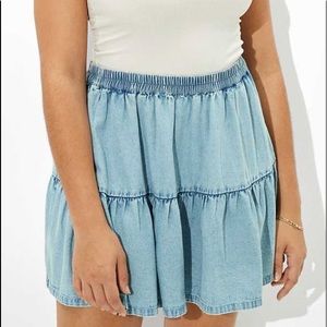 AE Demin Tiered Mini Skirt